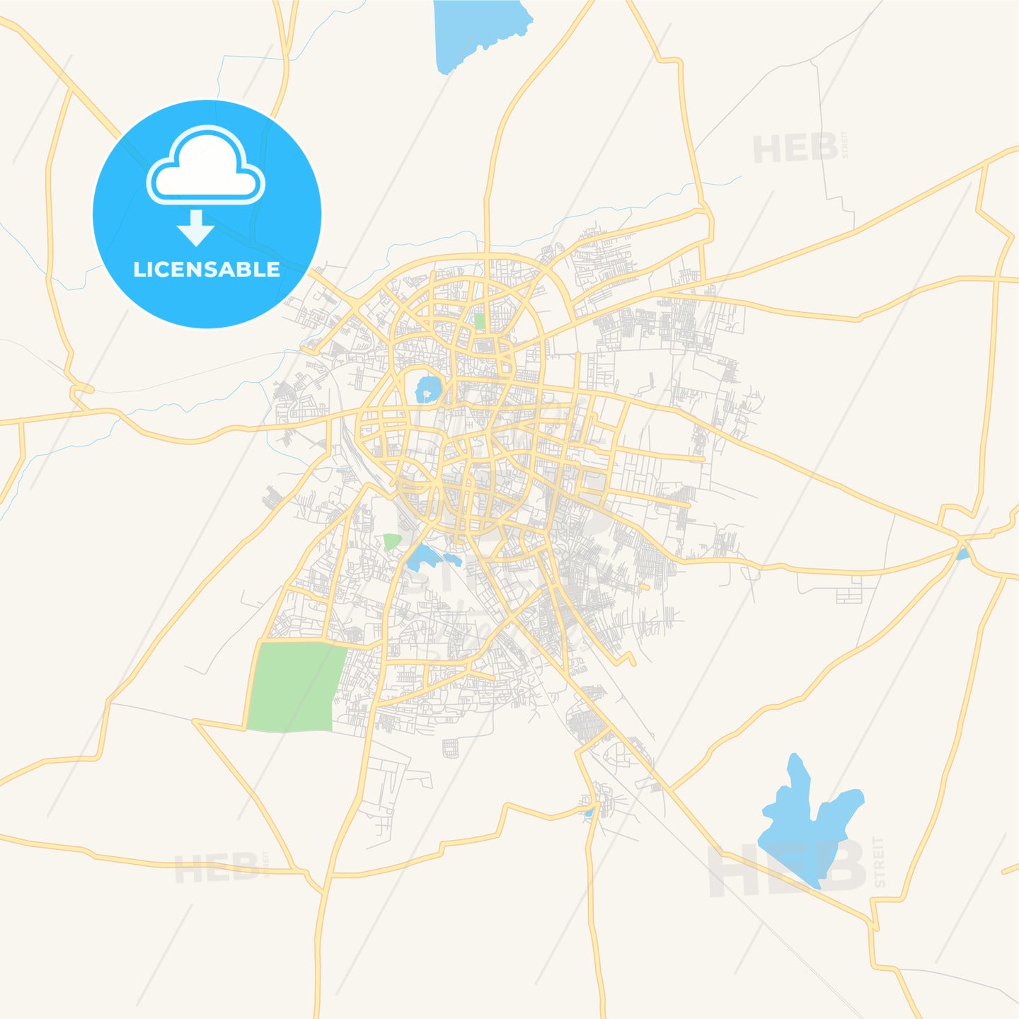 Printable street map of Solapur, India