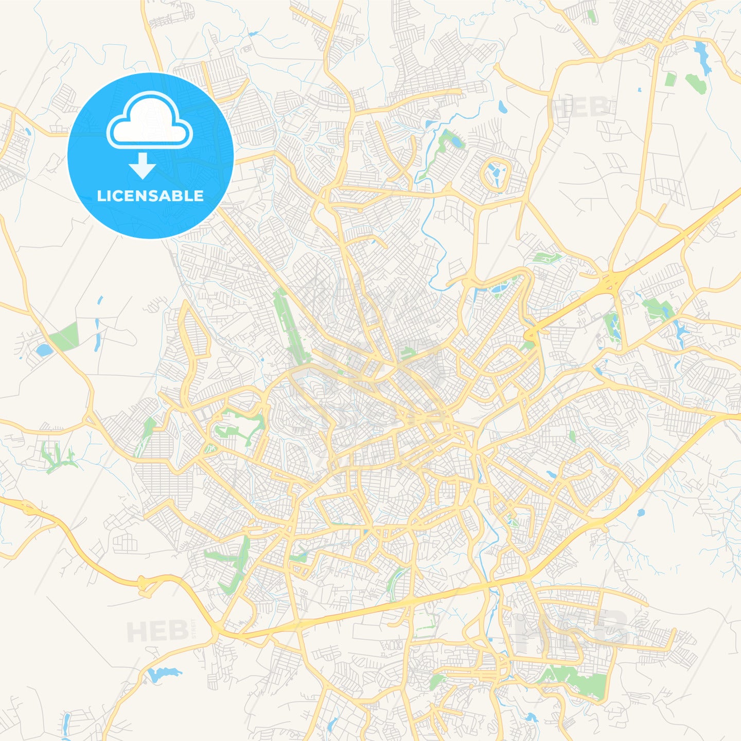 Printable street map of Sorocaba, Brazil