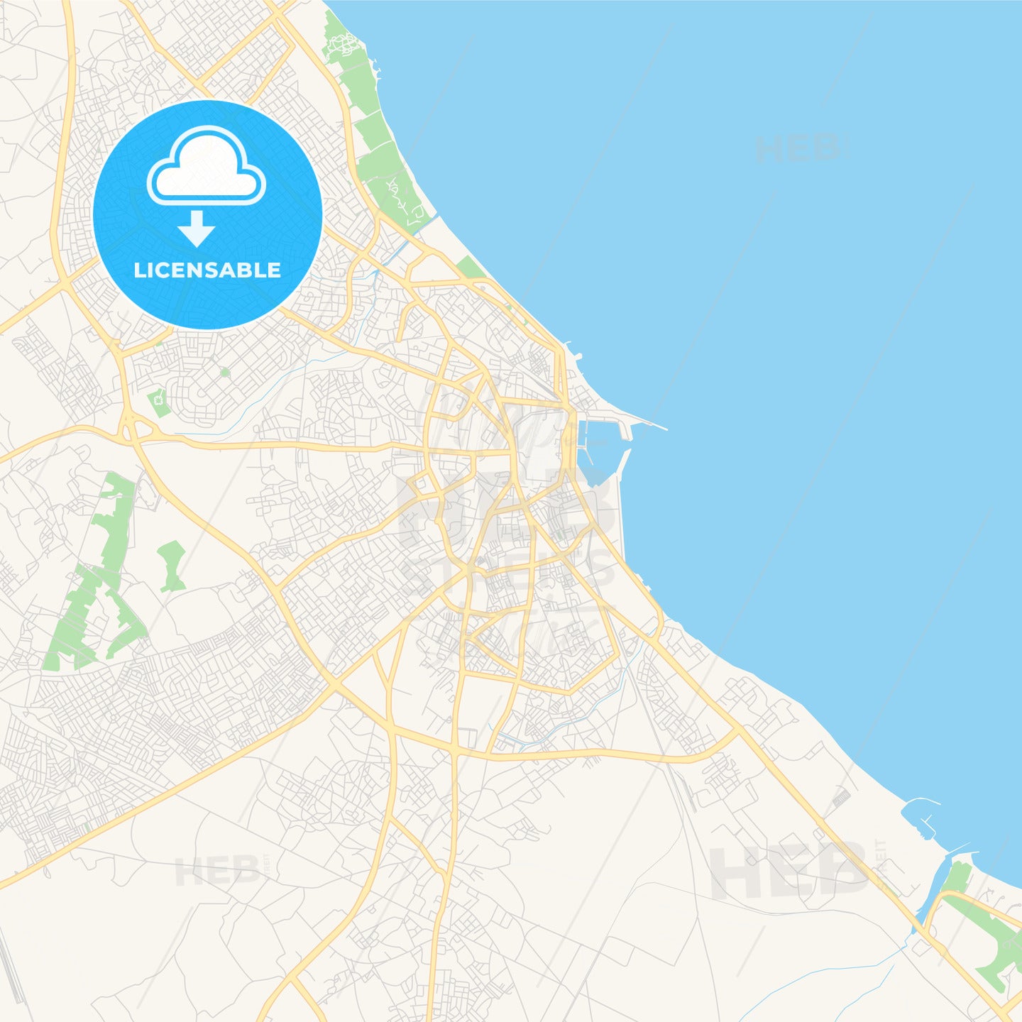 Printable street map of Sousse, Tunisia