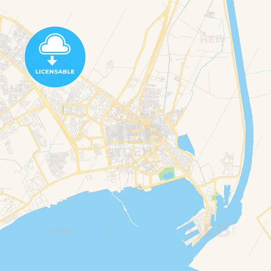 Printable street map of Suez, Egypt
