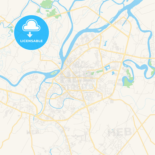 Printable street map of Surat Thani, Thailand