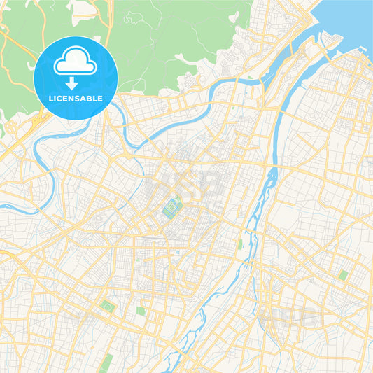 Printable street map of Takaoka, Japan