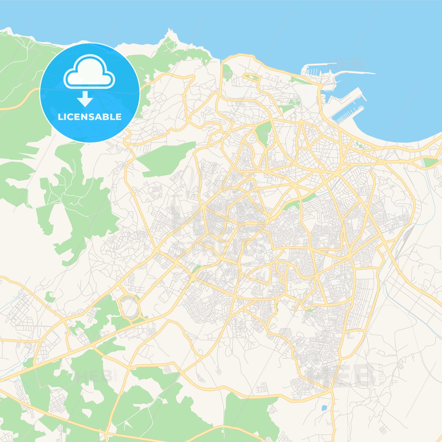 Printable street map of Tangier, Morocco