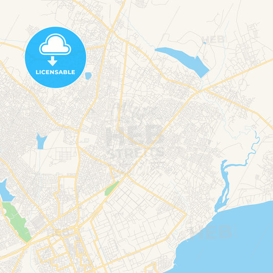 Printable street map of Tema, Ghana
