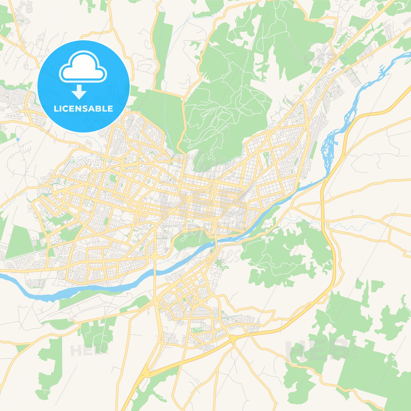 Printable street map of Temuco, Chile