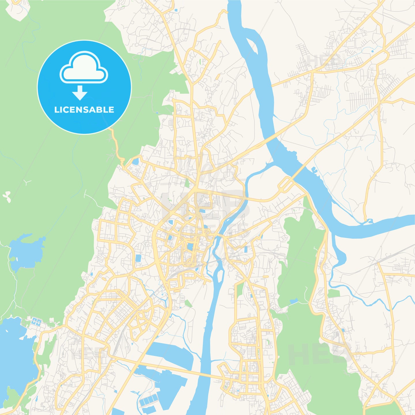 Printable street map of Thane, India