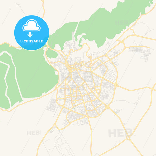 Printable street map of Tiaret, Algeria