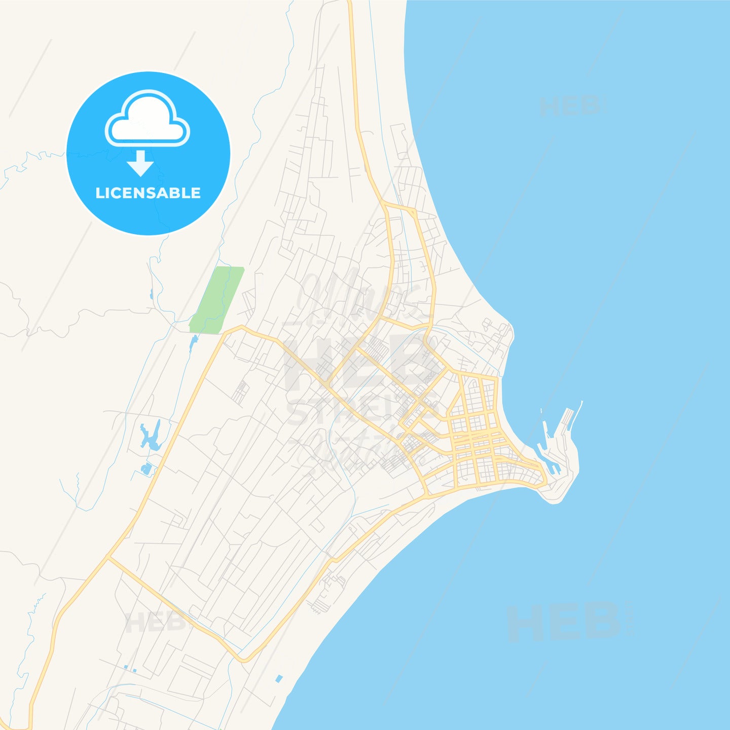 Printable street map of Toamasina, Madagascar