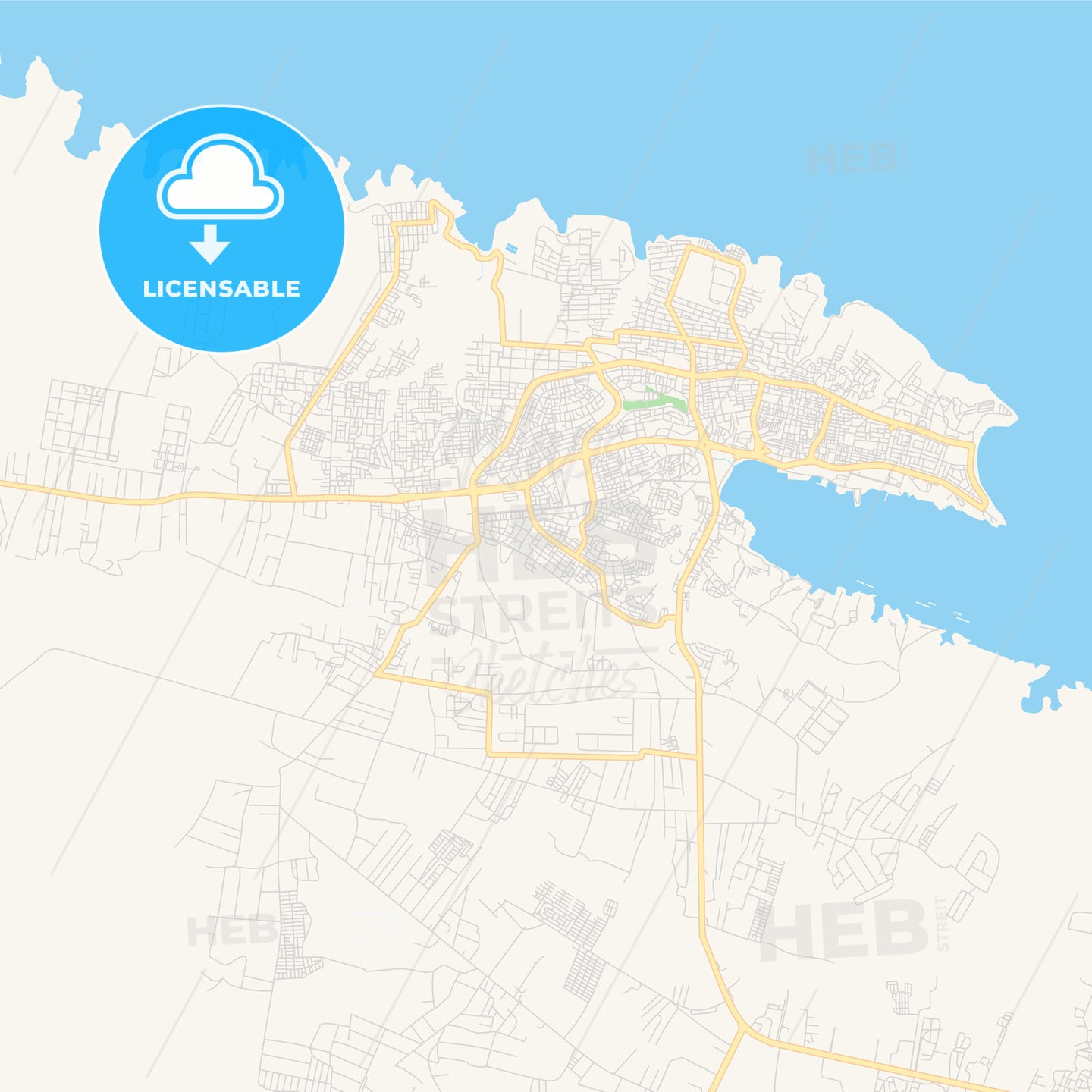 Printable street map of Tobruk, Libya