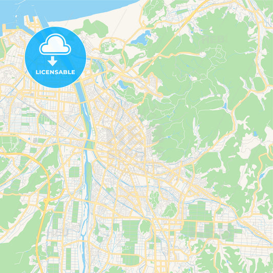 Printable street map of Tottori, Japan