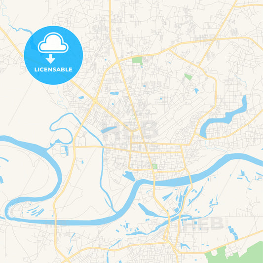 Printable street map of Ubon Ratchathani, Thailand