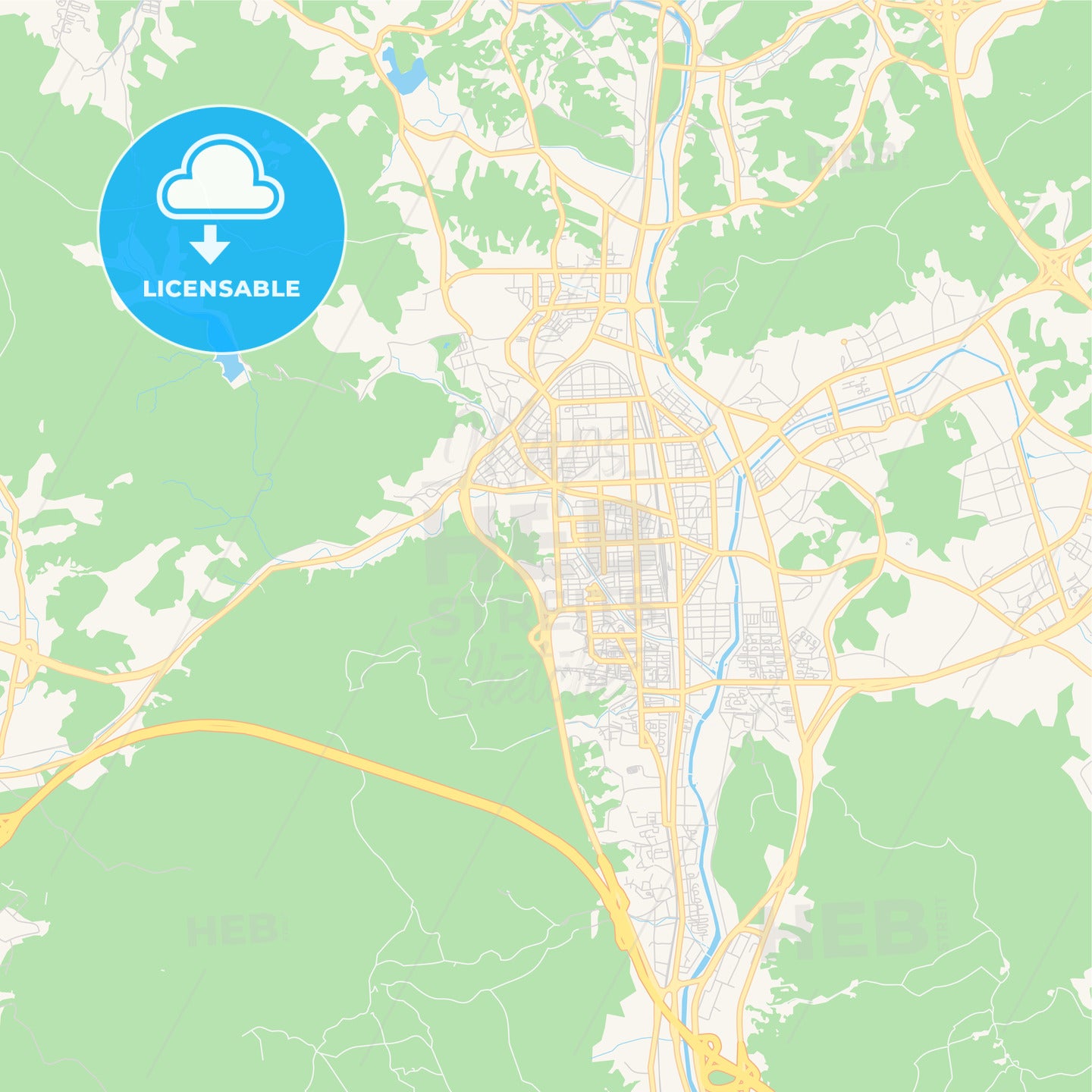 Printable street map of Uijeongbu, South Korea