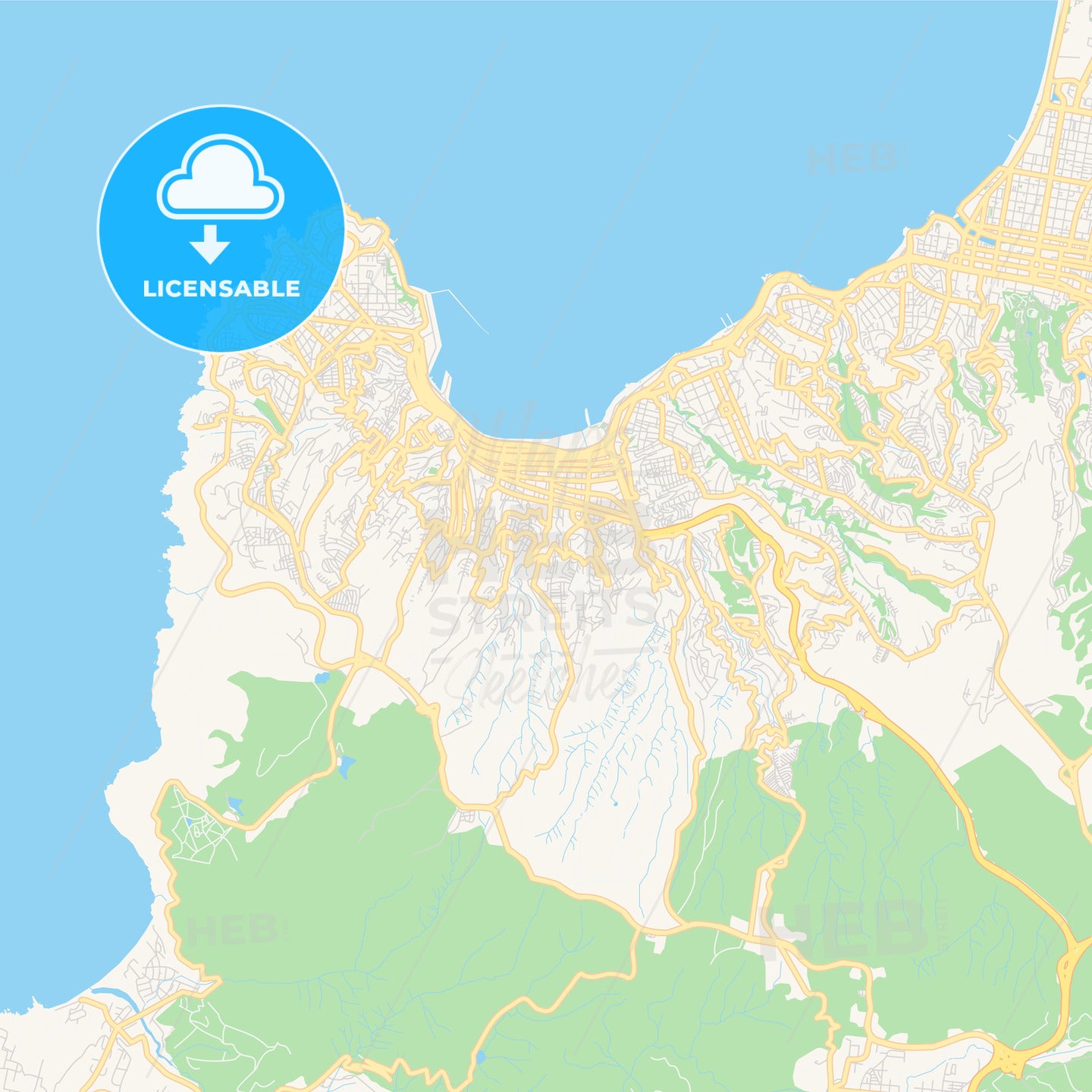 Printable street map of Valparaiso, Chile