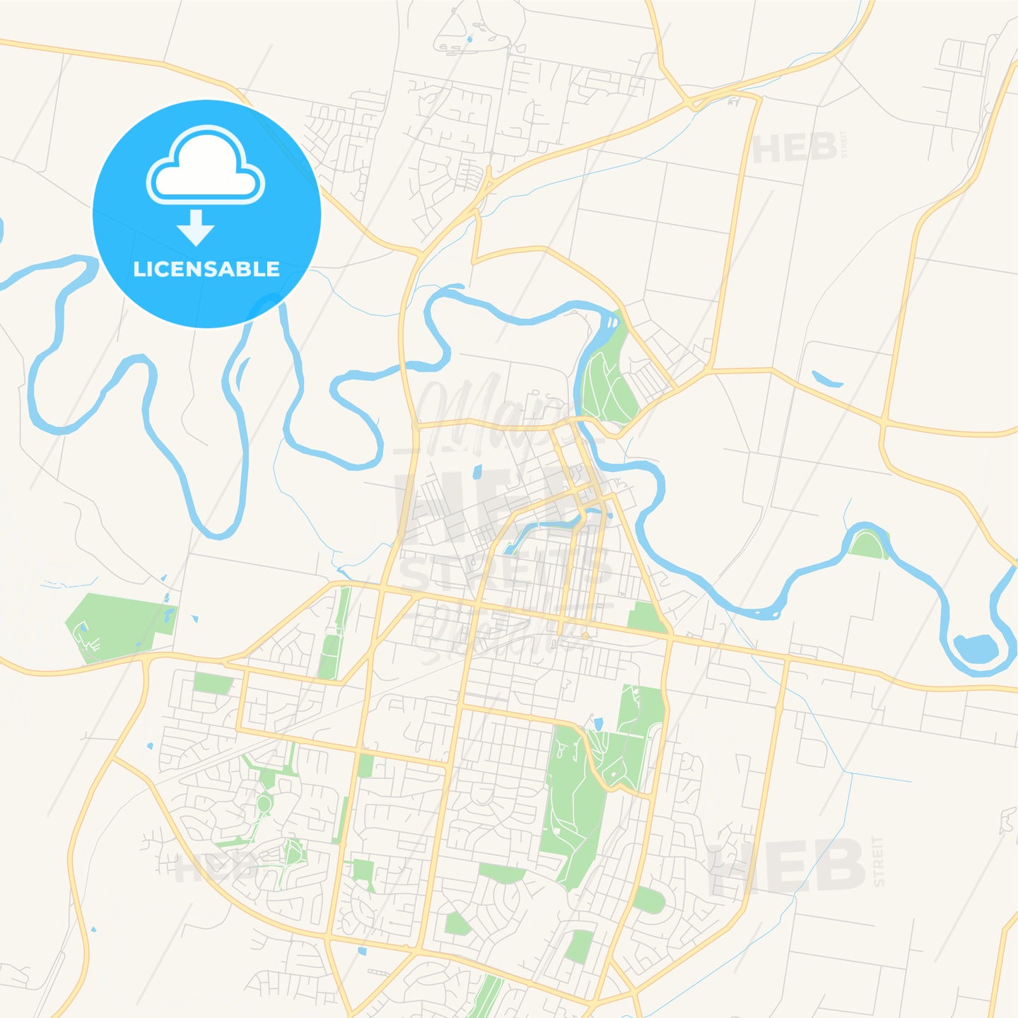 Printable street map of Wagga Wagga, Australia