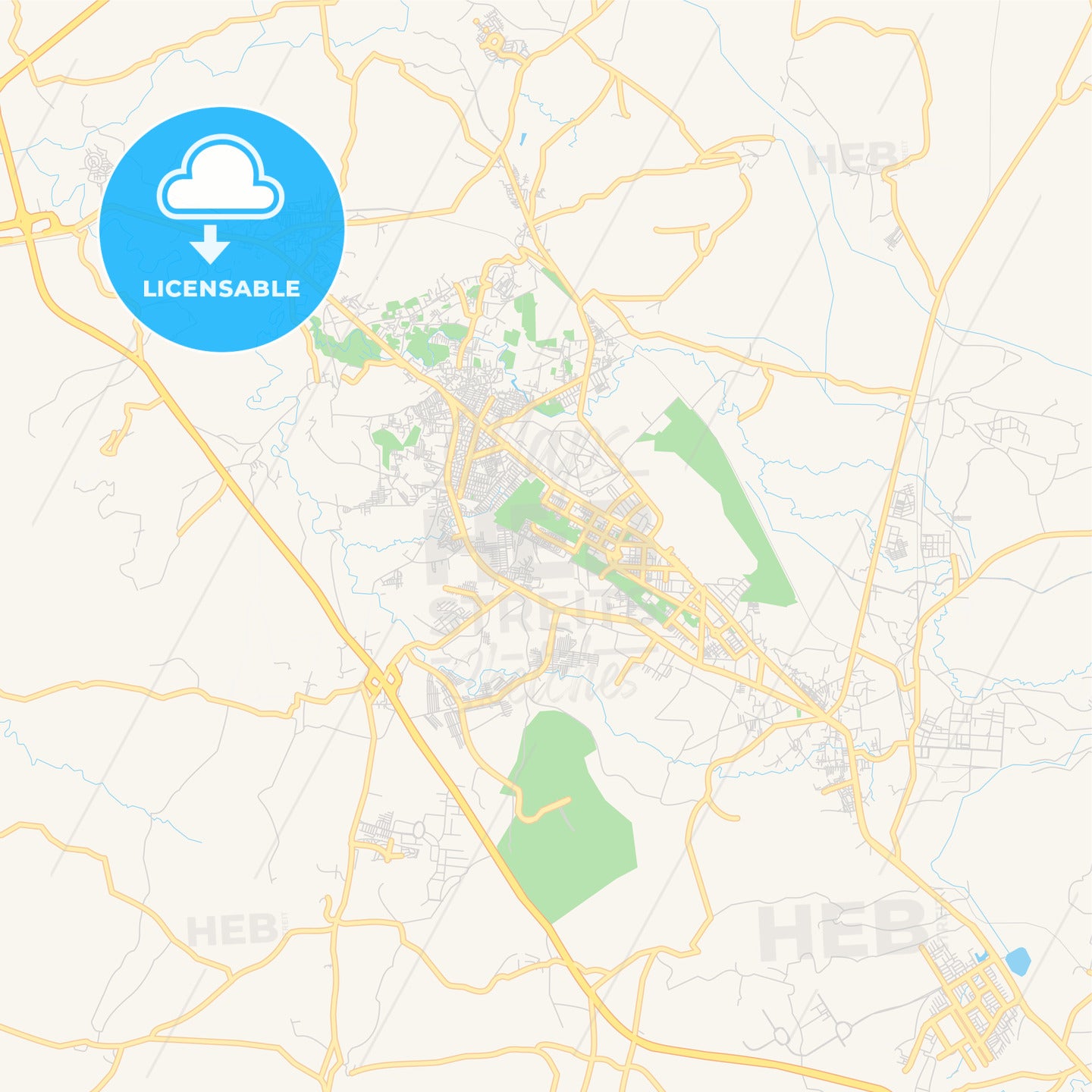 Printable street map of Wah Cantonment, Pakistan