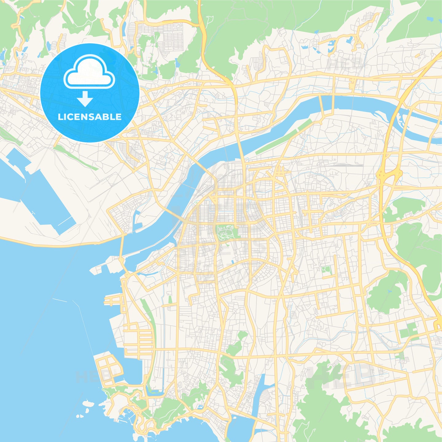 Printable street map of Wakayama, Japan