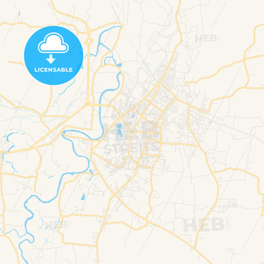 Printable street map of Yala, Thailand