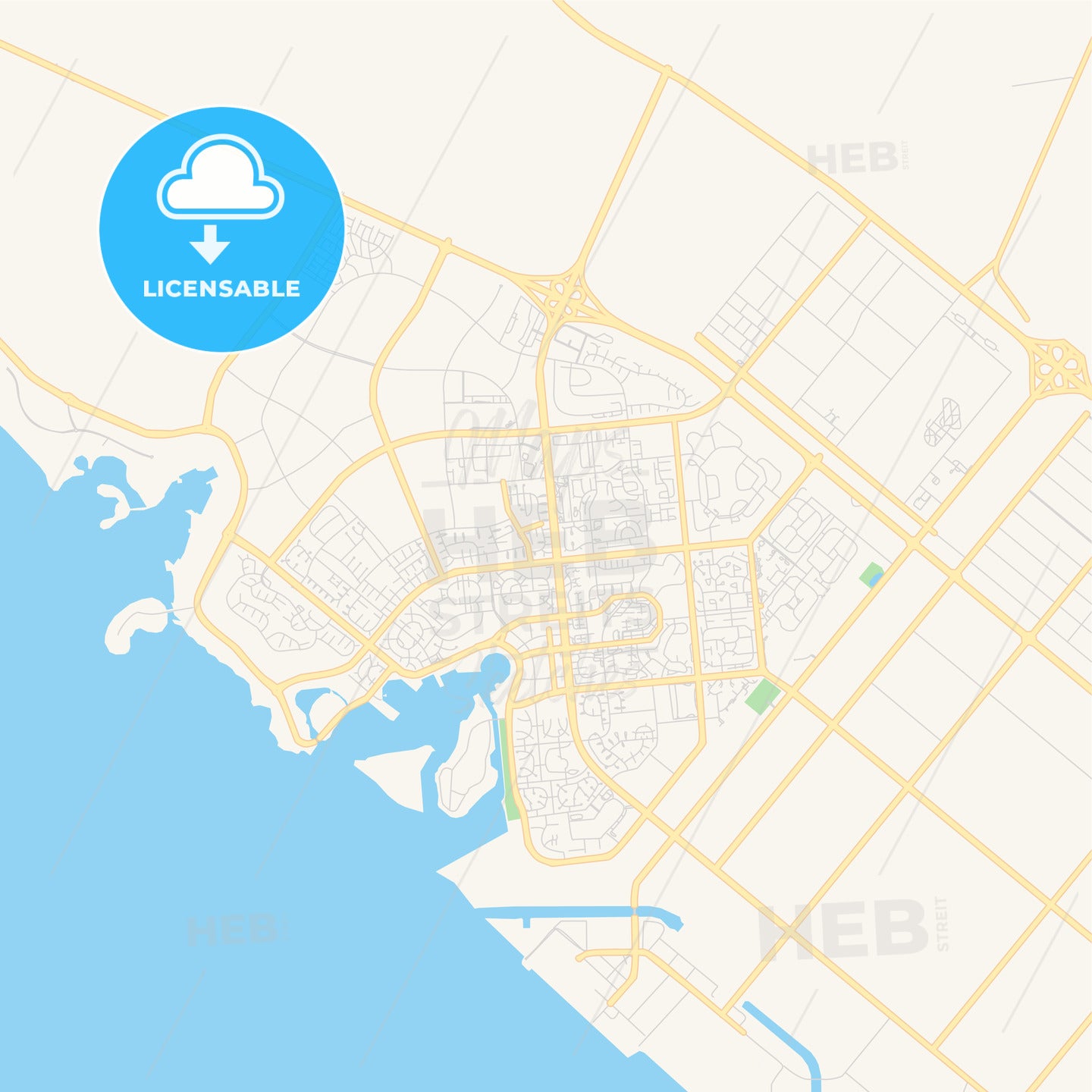 Printable street map of Yanbu, Saudi Arabia