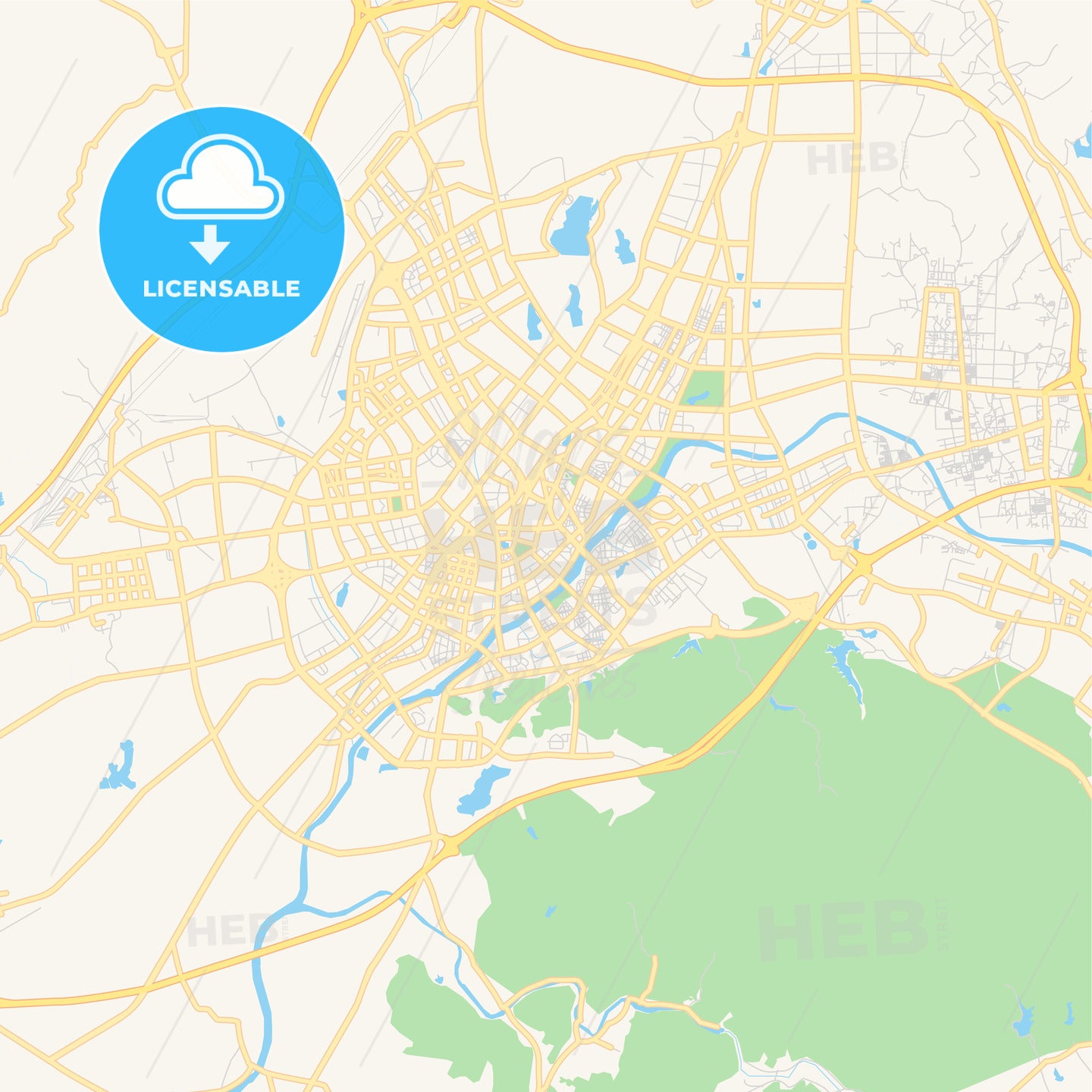 Printable street map of Yiwu, China