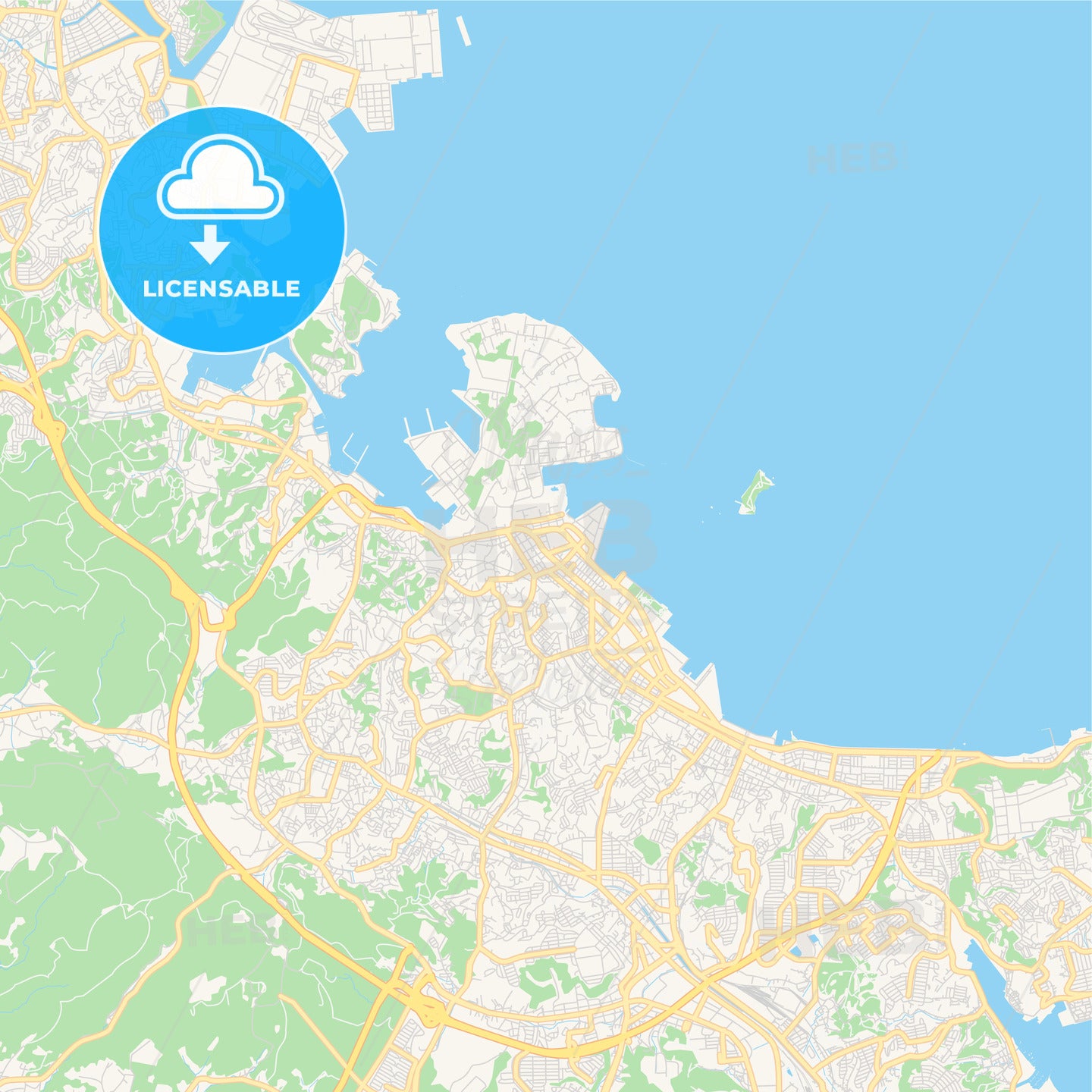 Printable street map of Yokosuka, Japan