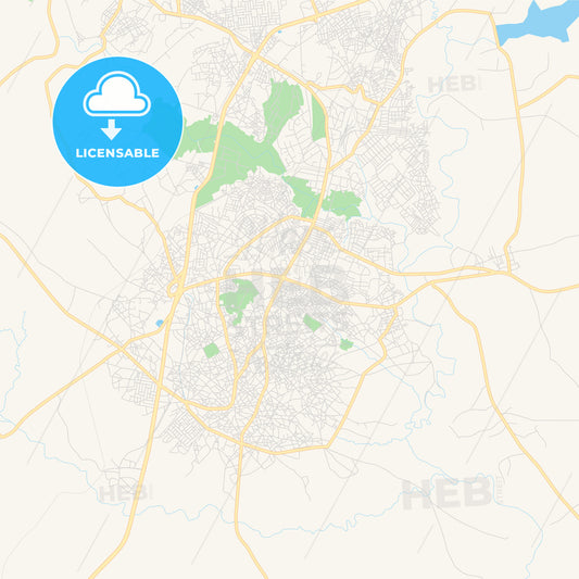 Printable street map of Zaria, Nigeria