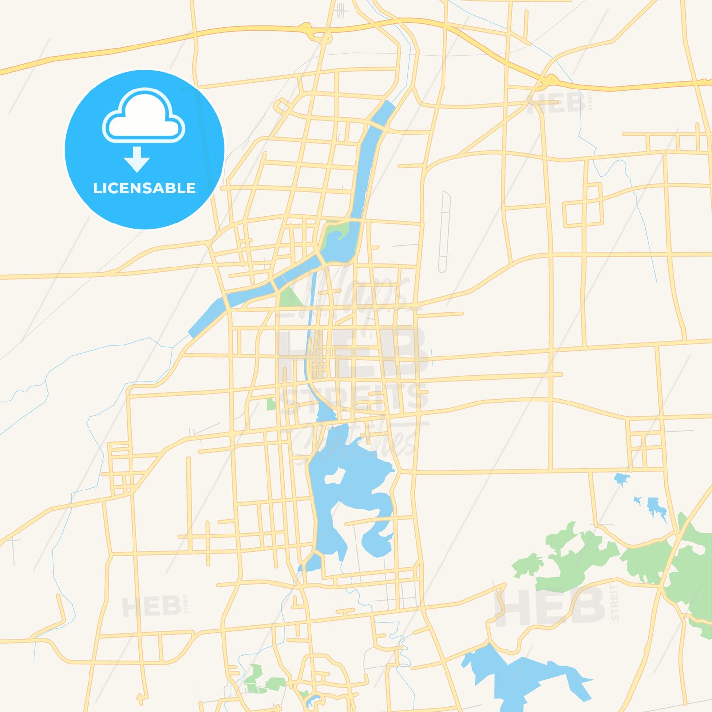 Printable street map of Zhucheng, China