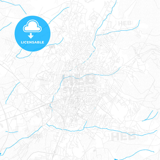 Prishtinë / Priština, Kosovo PDF vector map with water in focus