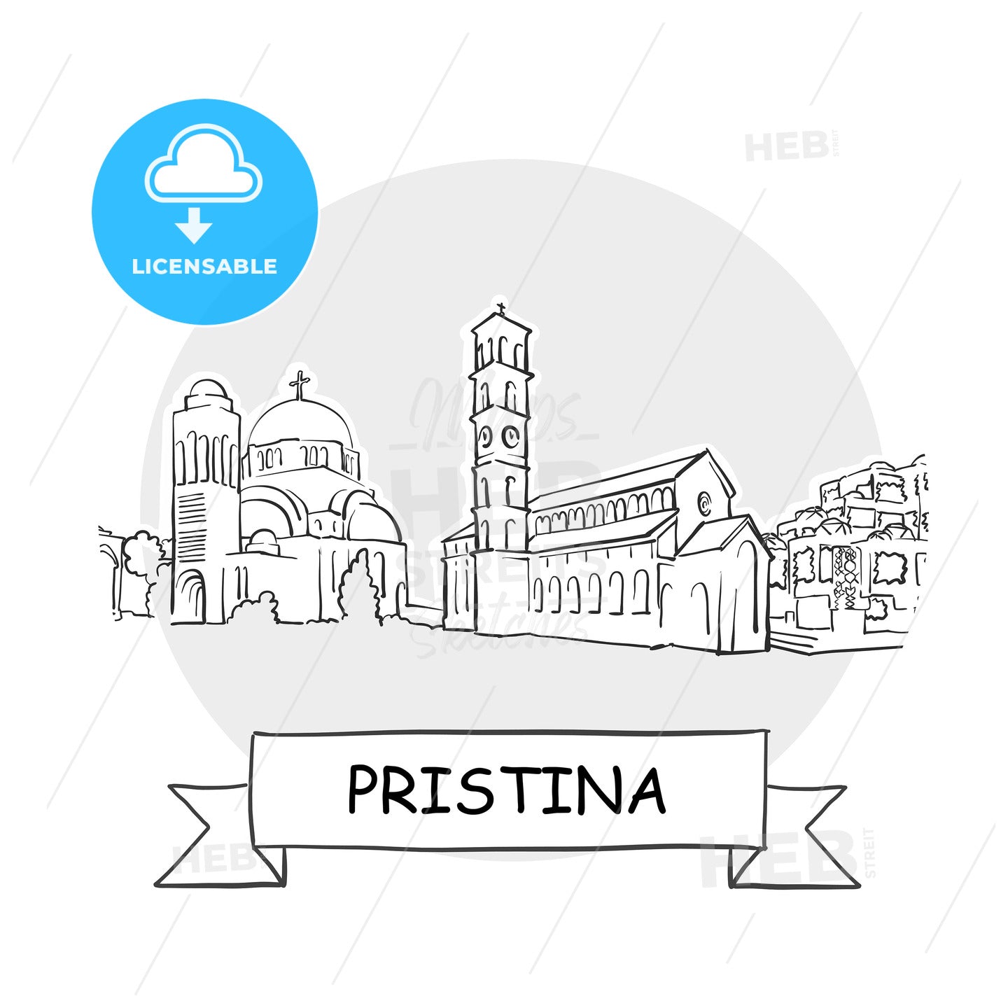 Pristina Cityscape Vector Sign – instant download