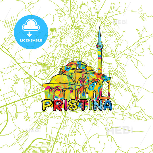Pristina Travel Art Map