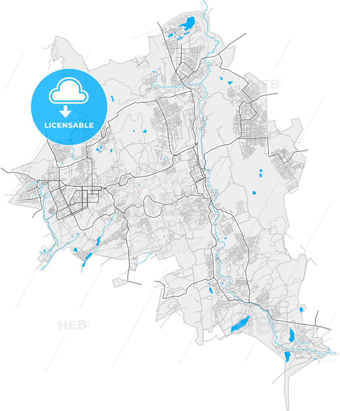 Prokopyevsk, Kemerovo Oblast, Russia, high quality vector map