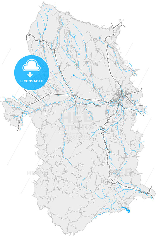 Prokuplje, Toplica, Serbia, high quality vector map