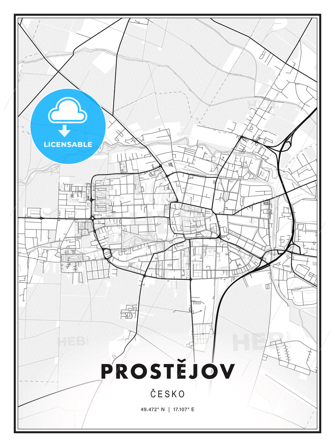 Prostějov, Czechia, Modern Print Template in Various Formats - HEBSTREITS Sketches