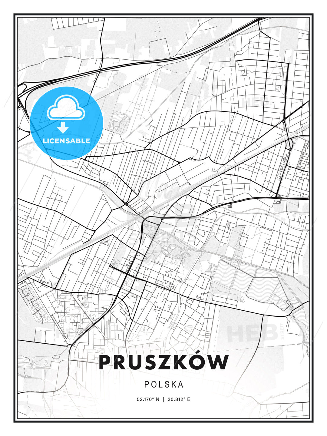 Pruszków, Poland, Modern Print Template in Various Formats - HEBSTREITS Sketches