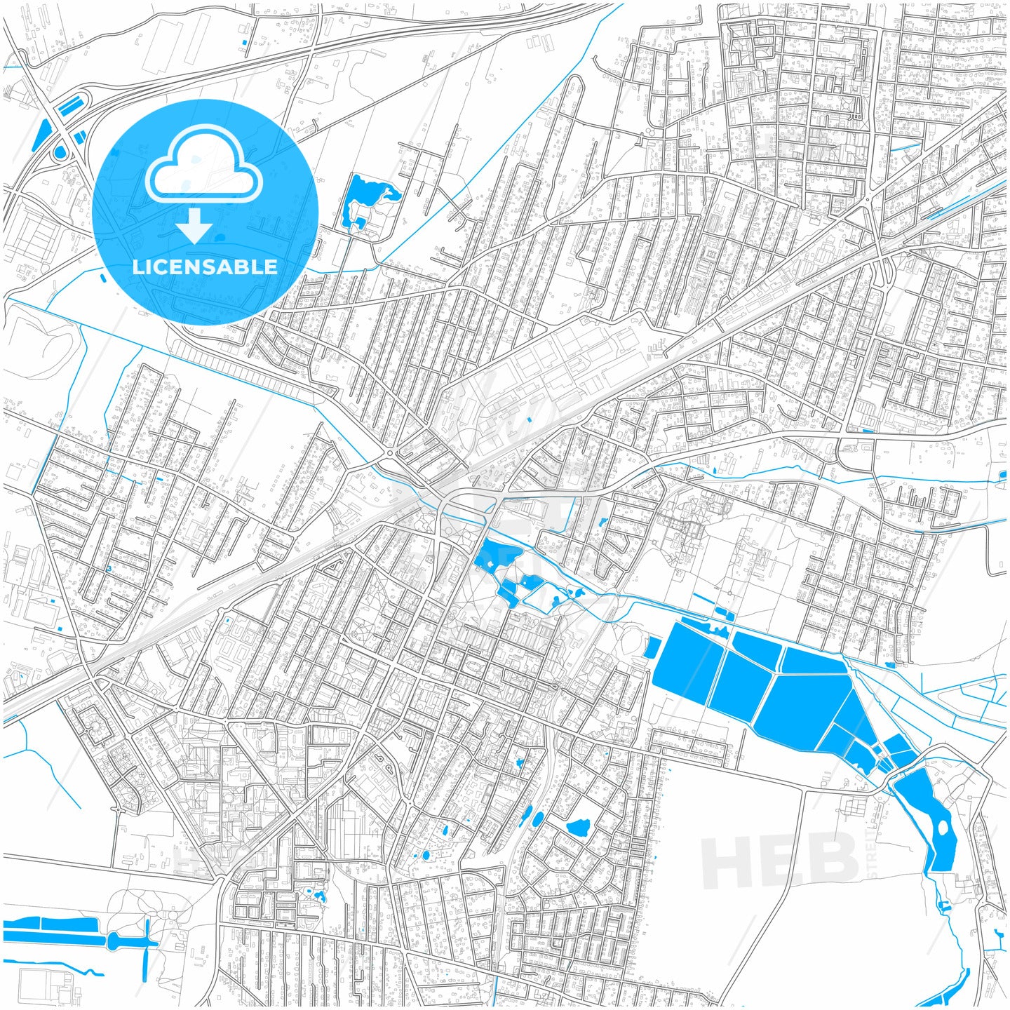 Pruszków, Masovian, Poland, city map with high quality roads.