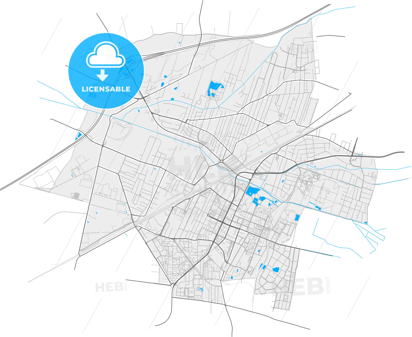 Pruszków, Masovian, Poland, high quality vector map