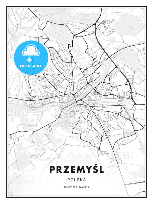 Przemyśl, Poland, Modern Print Template in Various Formats - HEBSTREITS Sketches