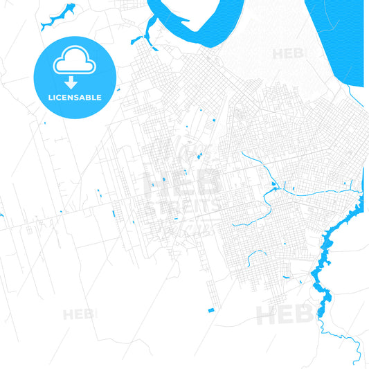 Pucallpa, Peru PDF vector map with water in focus