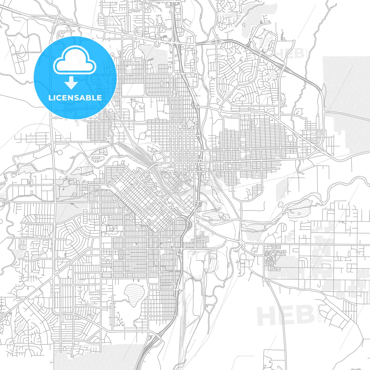 Pueblo, Colorado, USA, bright outlined vector map