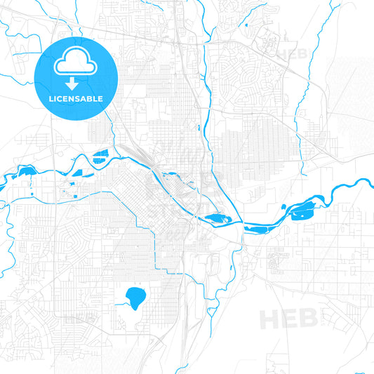 Pueblo, Colorado, United States, PDF vector map with water in focus