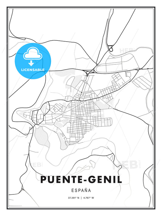 Puente-Genil, Spain, Modern Print Template in Various Formats - HEBSTREITS Sketches
