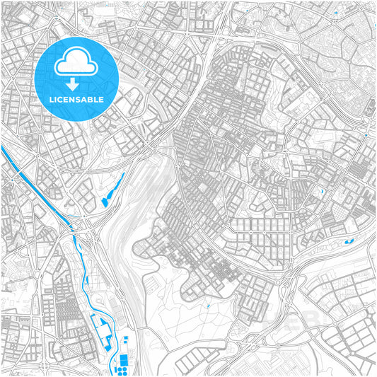 Puente de Vallecas, Madrid, Spain, city map with high quality roads.