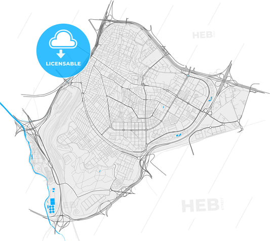 Puente de Vallecas, Madrid, Spain, high quality vector map