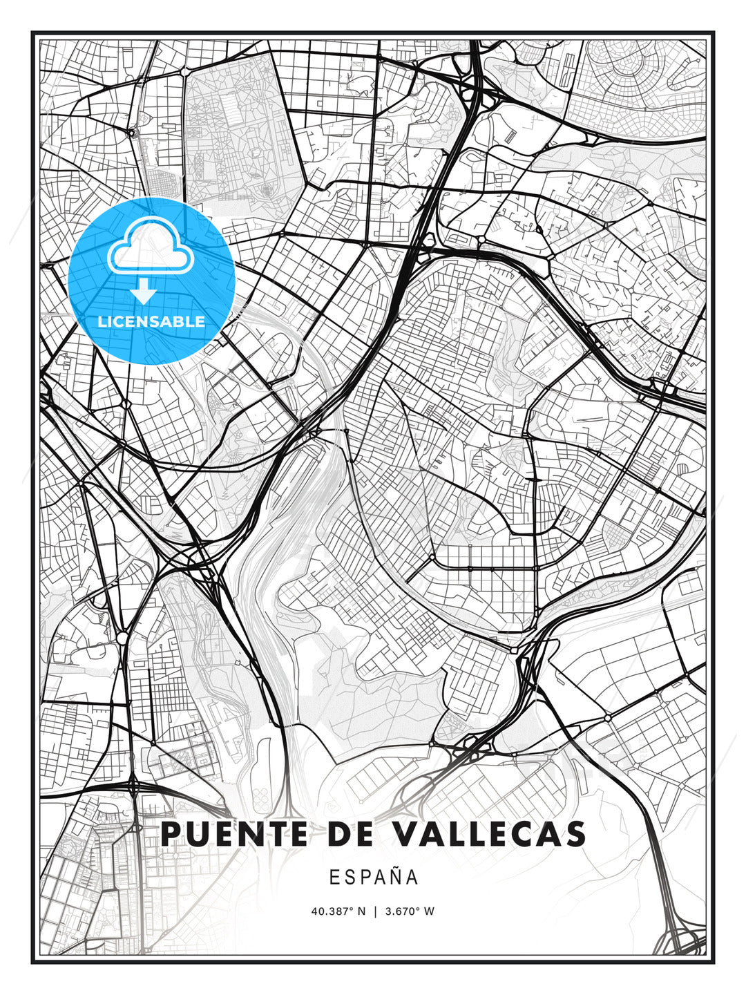 Puente de Vallecas, Spain, Modern Map Print Template in Various Formats ...