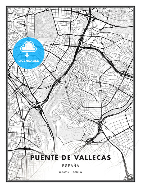 Puente de Vallecas, Spain, Modern Print Template in Various Formats - HEBSTREITS Sketches
