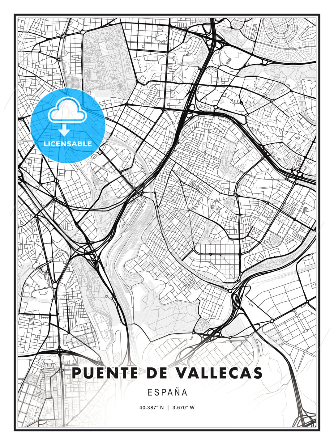 Puente de Vallecas, Spain, Modern Print Template in Various Formats - HEBSTREITS Sketches