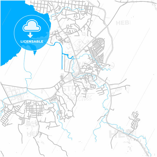 Puerto Barrios, Izabal, Guatemala, city map with high quality roads.