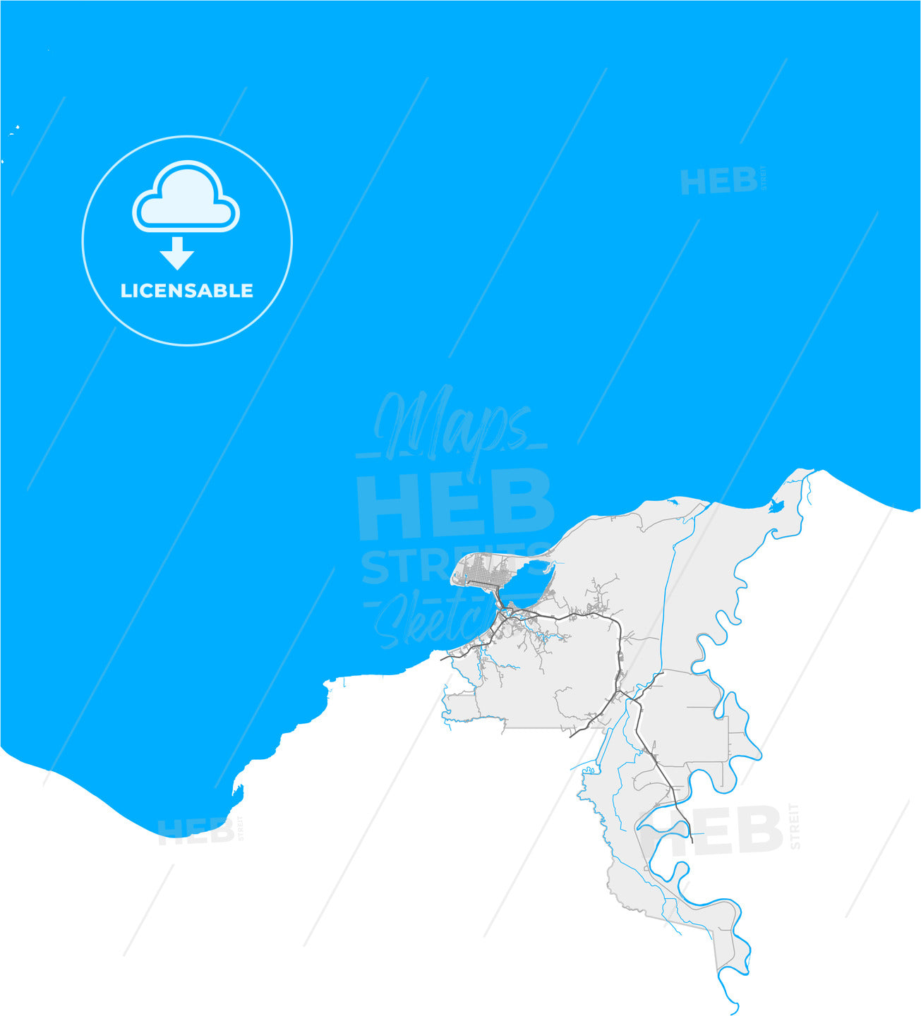 Puerto Cortés, Cortés, Honduras, high quality vector map