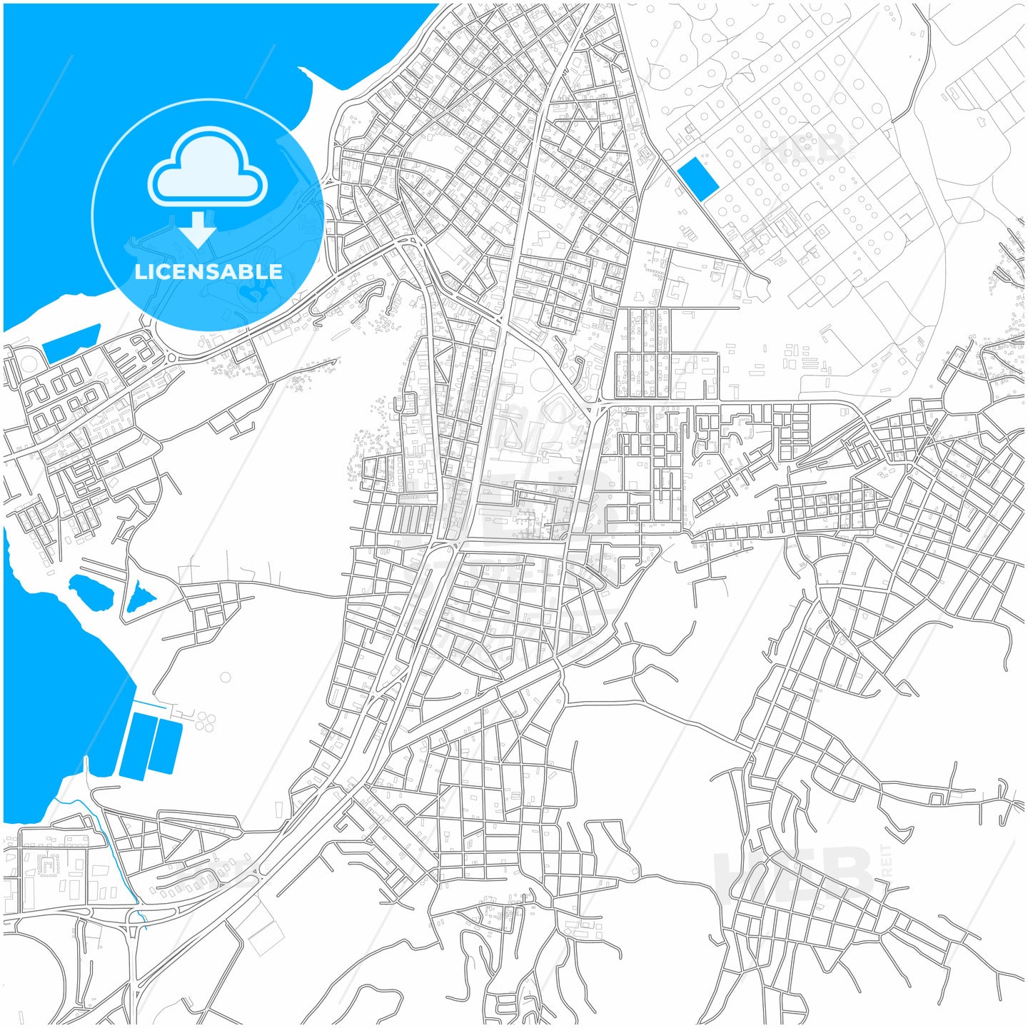 Puerto La Cruz, Venezuela, city map with high quality roads.