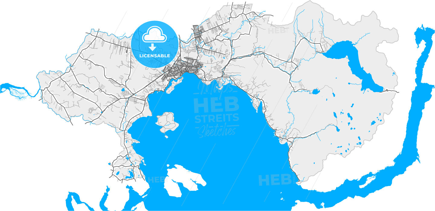 Puerto Montt, Chile, high quality vector map
