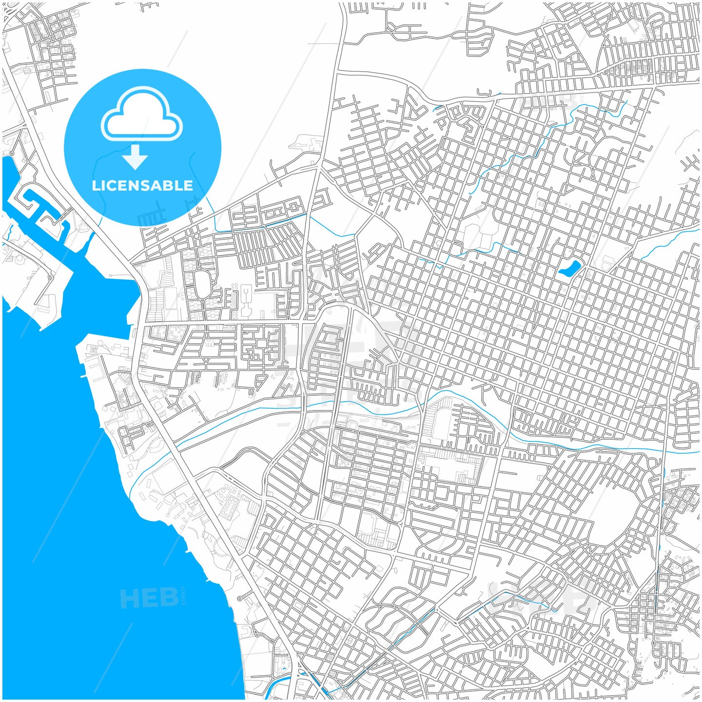 Puerto Vallarta, Jalisco, Mexico, city map with high quality roads.